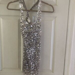 Y2K Vintage Sequin Mesh Top- Large